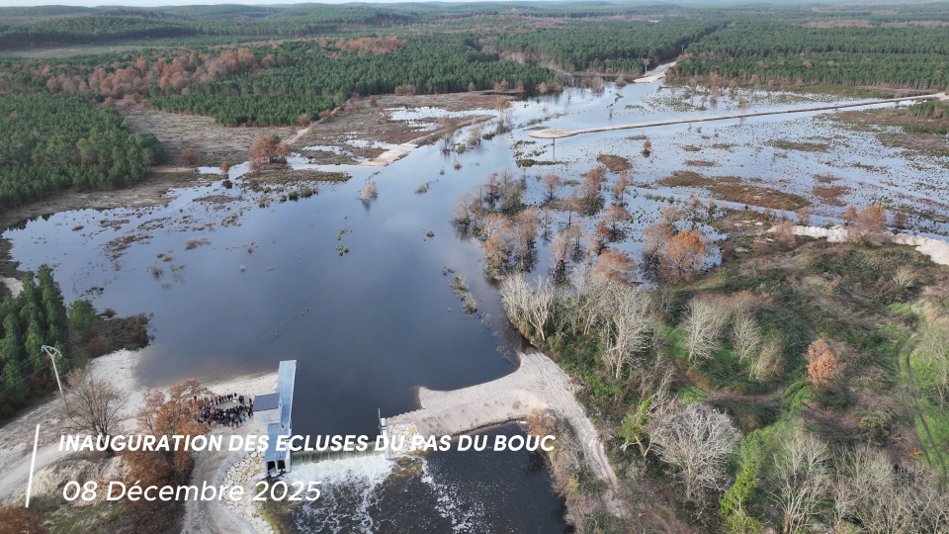 Inauguration de l'écluse du Pas du Bouc et de la restauration du marais de l'Illette au Porge